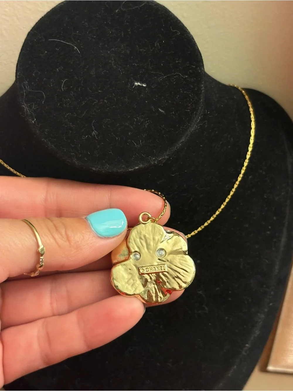 White cc Pendant with stainless steel Necklace